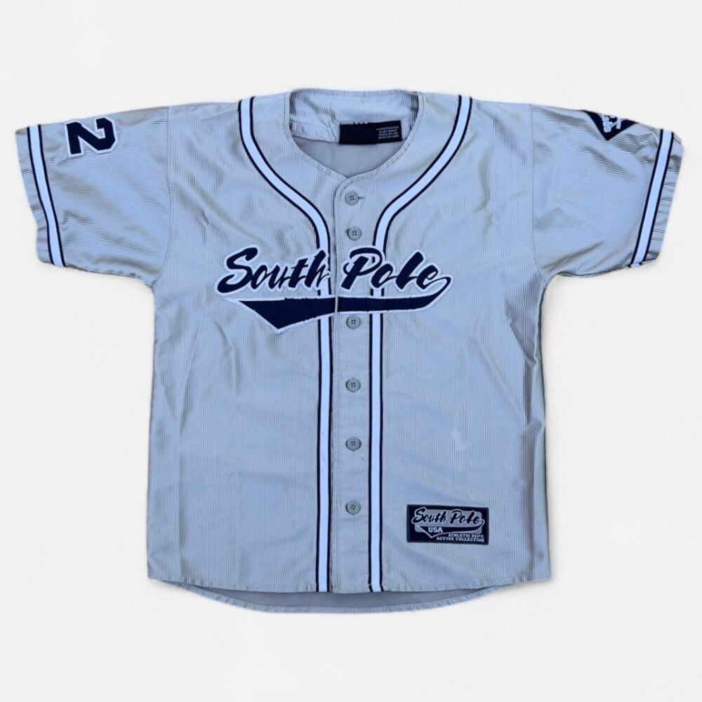 South Pole Vintage Silver #32 Baseball Jersey Button Up